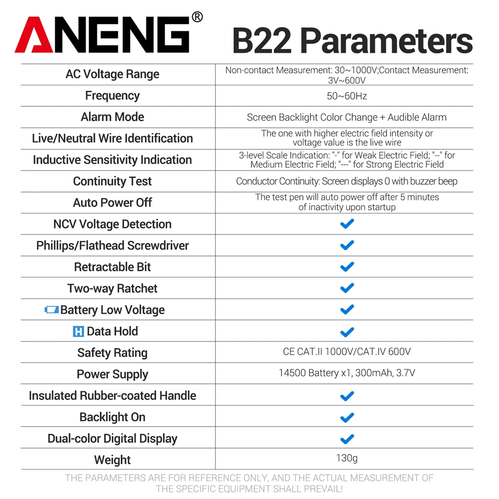 ANENG B22 Non Contact Voltage Detector Electrical Pen Rechargeable AC Voltage Tester 30~1000V Smart Breakpoint Finder Indicator - view 6
