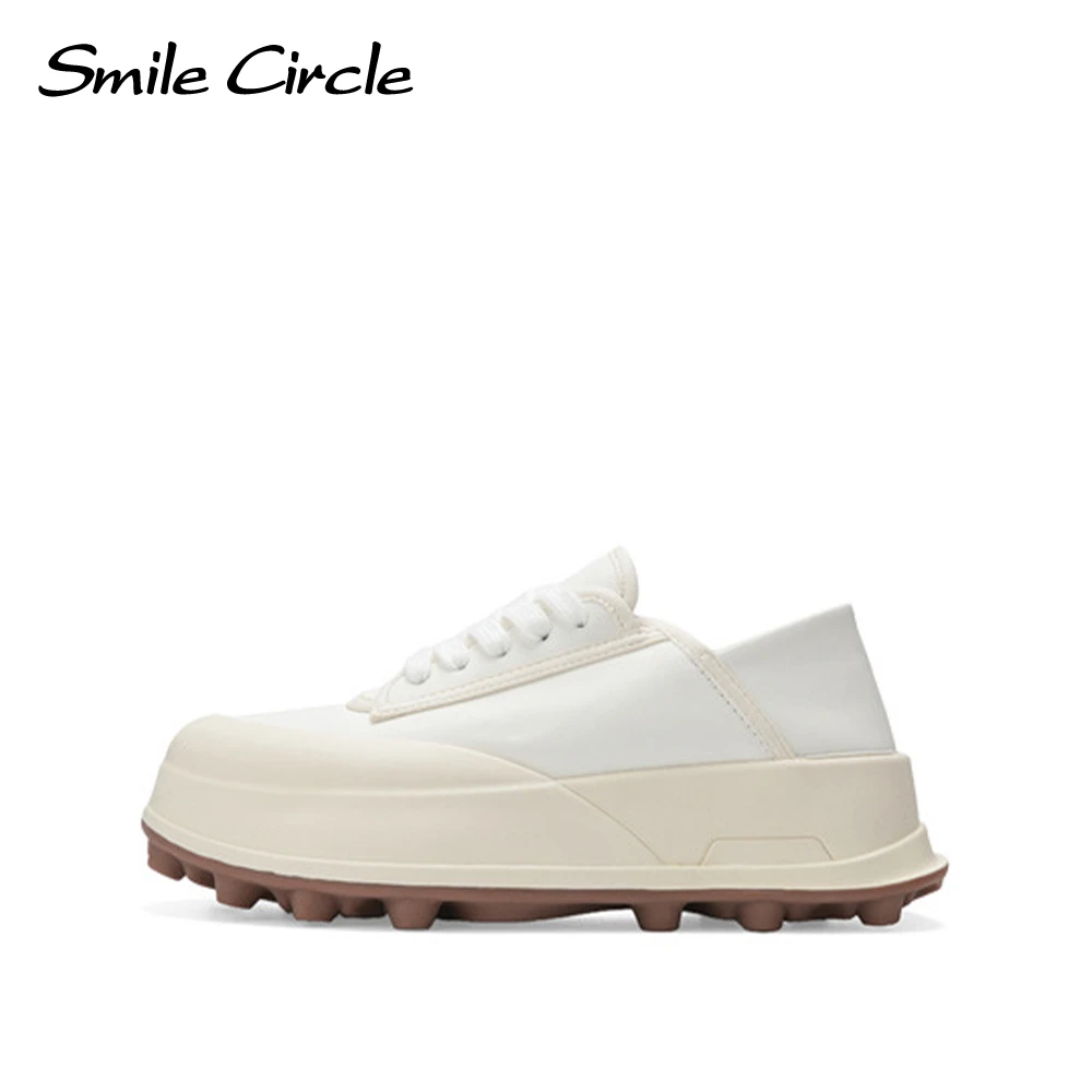 Smile Circle Casual Shoes Wearable And Comfortable Flat Platform Shoes Fashion Lace up Women Sneakers