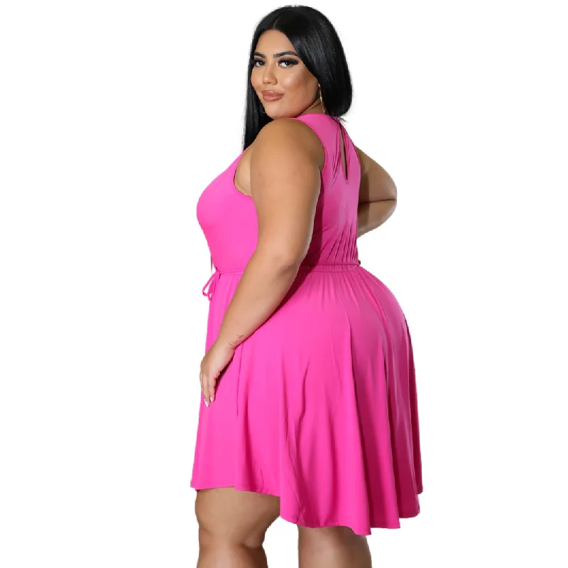 Imagem -04 - Casual All-match Vestidos Femininos Plissado Tamanho Grande Doce Rosa sem Mangas Tanque Vestido Mini Comprimento v Pescoço Sexy Atacado Dropshipping