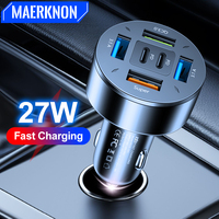 6 Ports USB C Car Charger Type C Fast Charging PD Car Chargers Adapter for Iphone Xiaomi Samsung USB Type C Car Phone Charger