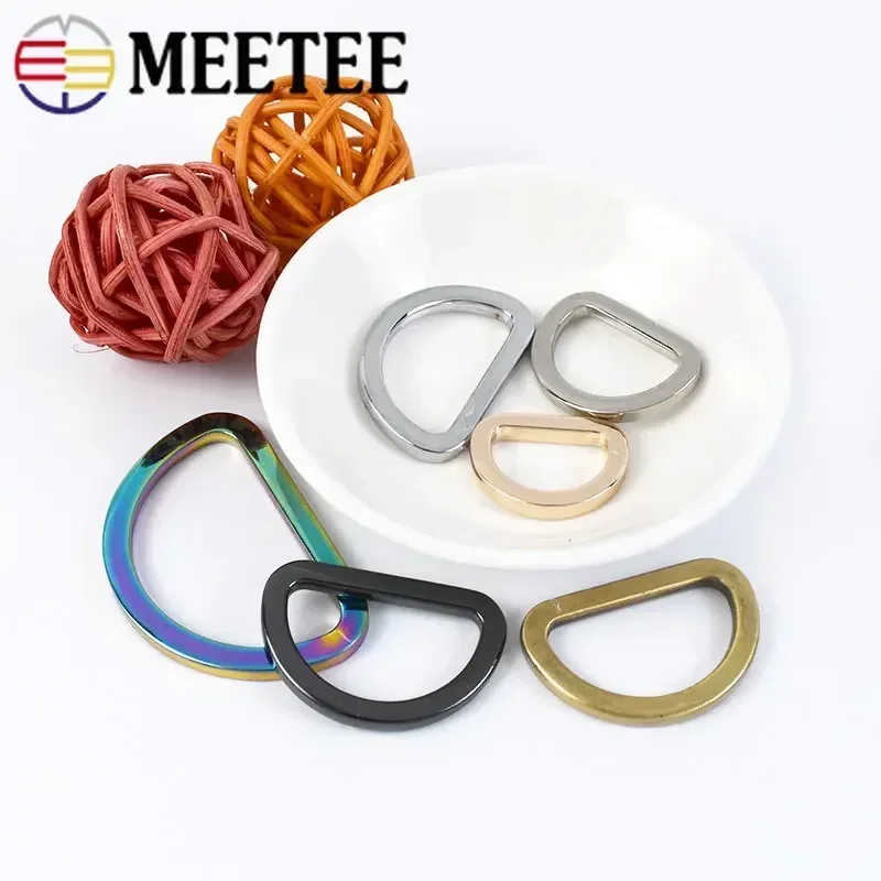 10/20pcs Meetee 16/20/25/32/38mm Metal O D Ring Buckles Flat Bag Purse Strap Dog Collar Adjustable Buckle DIY Garment Supplies