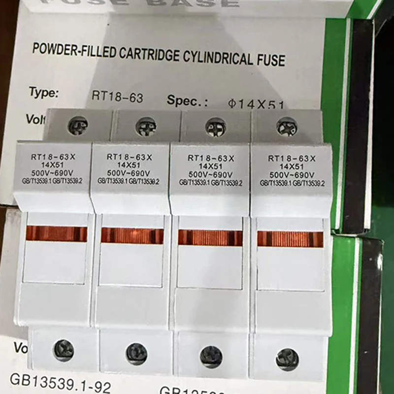 New Rail Fuse Base RT18-63X 4P with Lamp Fuse Thick Piece  4P 14X51 Home Office Use Made in China