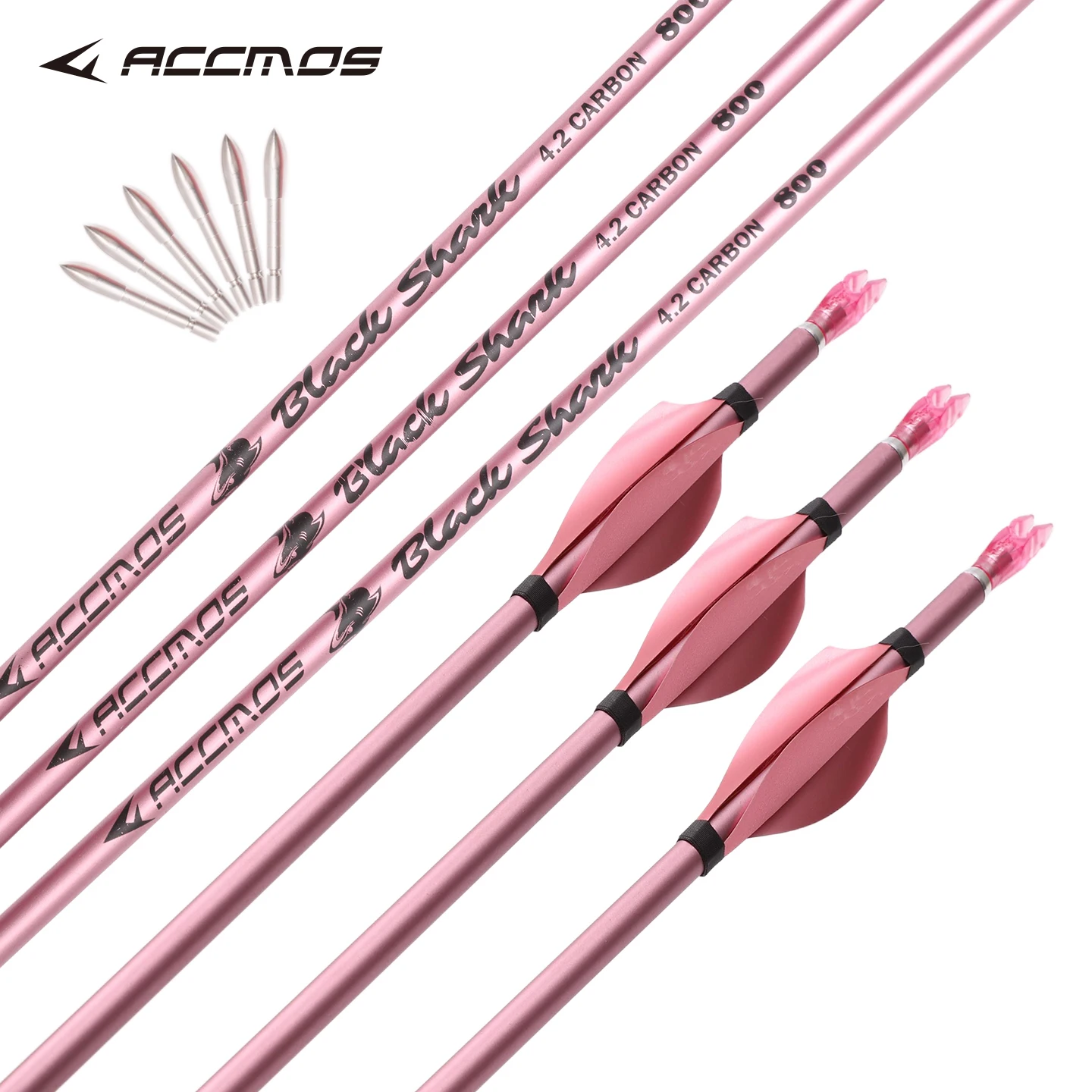 

6/12pcs Pink Carbon Arrows ID4.2mm Spine500/600/700/800/900/1000 Shaft Spin Wing Vane Arrow Outdoor Archery Shooting Hunting