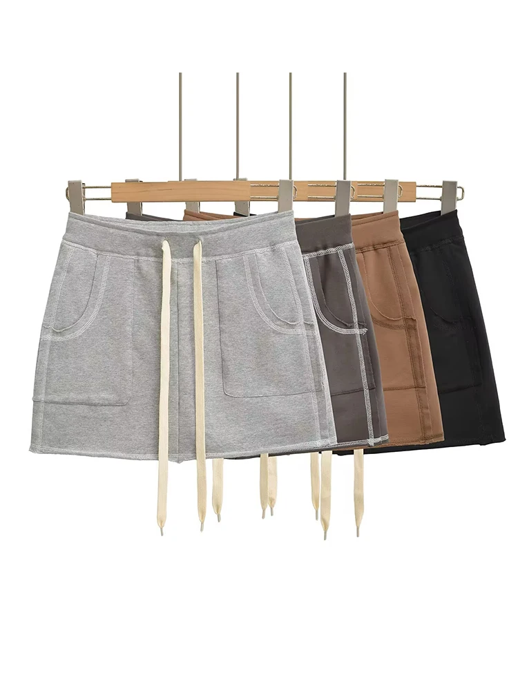 

Женские мини-юбки в стиле ретро с вышивкой, 4-цветные эластичные облегающие юбки на шнурке, шорты