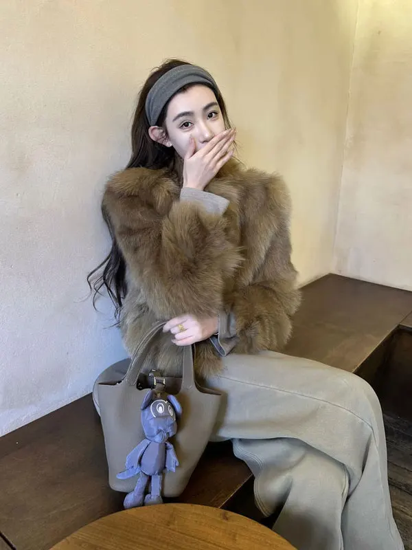 

Ретро-корейское пальто из искусственного меха, экологичное, с длинными рукавами, женская теплая куртка однотонного цвета для весны, осени и зимы, модная