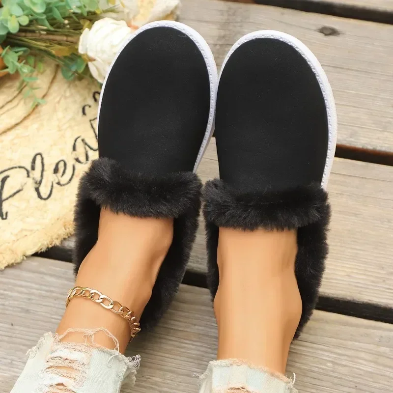 Female Shoes on Sale New One Kick Women Flats Winter Round Toe Warm Solid Solft Sole Casual Comfortable Large Size Flat Shoes image 4