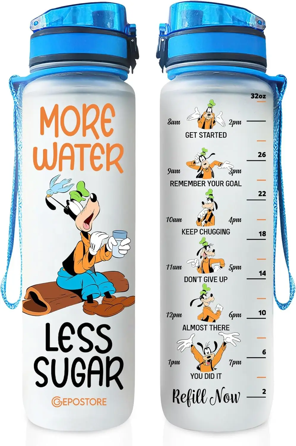 

Dog Cartoon 32 Oz Water Tracker Bottle, Insulated Water Bottle with Cute Dog Character