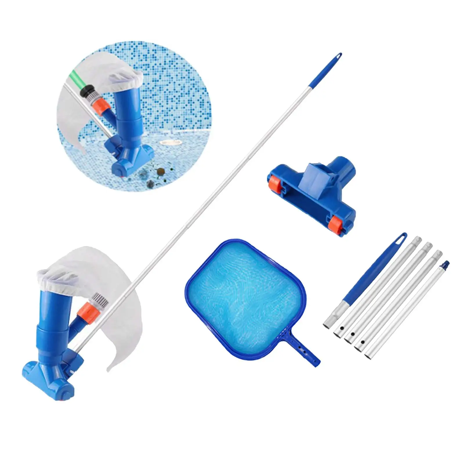 

Swimming Pool Cleaning Set Fine Mesh Net Water Vacuum Spray Handle Hot Tub Underwater Cleaning Kit Accessories Cleaner Tool