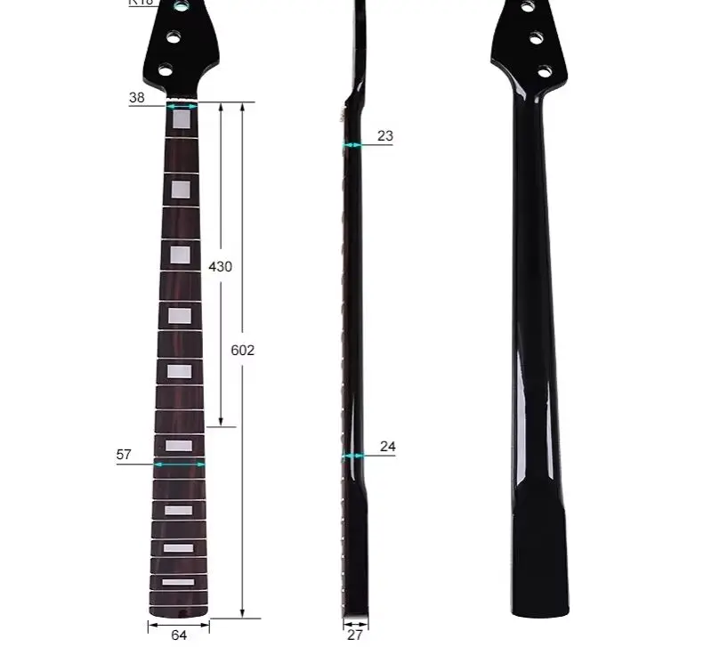 Electric Guitar Bass Neck Semi-Finished Maple Four-String Black Light plus DIY Modified Instrument Accessories 20