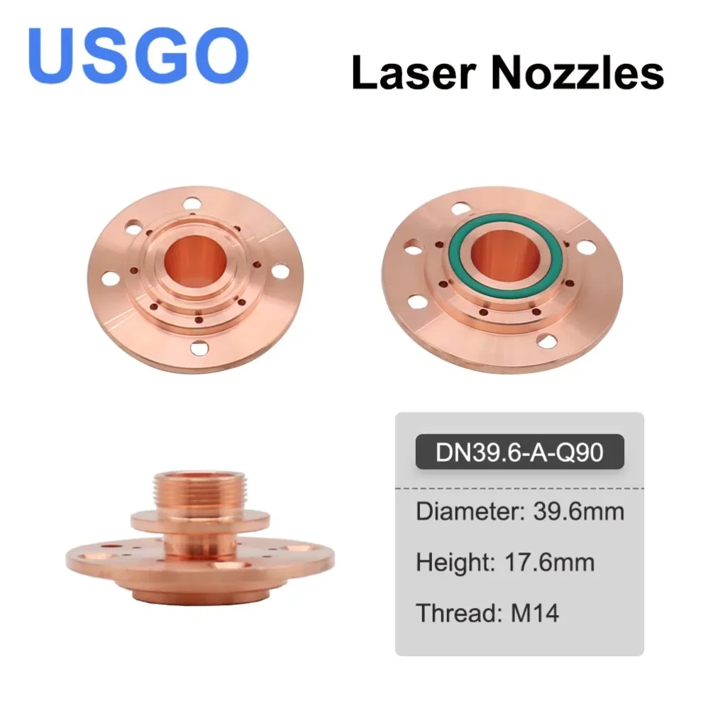 USGO G-type DN-2 Laser Nozzle Connector Q90 Height 12.3mm / 17.6mm Thread M14 For Fiber Laser Cutting Machine The Nozzle