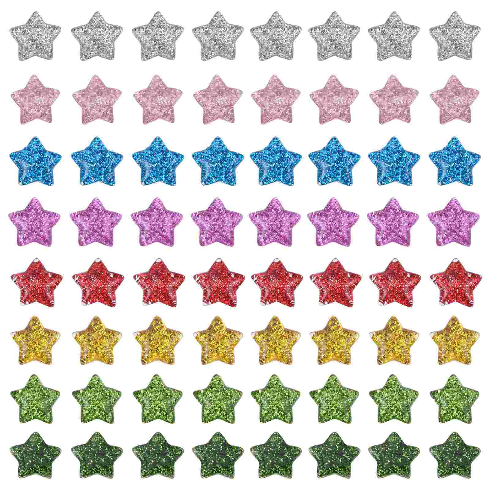 60 Pcs Glitter Resin Stars Flat Back Bead Craft Beads DIY Handmade Five-Pointed Cabochons