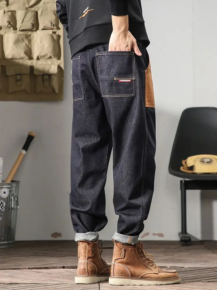 

With Pockets Jeans for Men Denim Y2k Vintage Stylish Cheap Trousers 2025 Trend Autumn Clothing 90s Streetwear Man Cowboy Pants