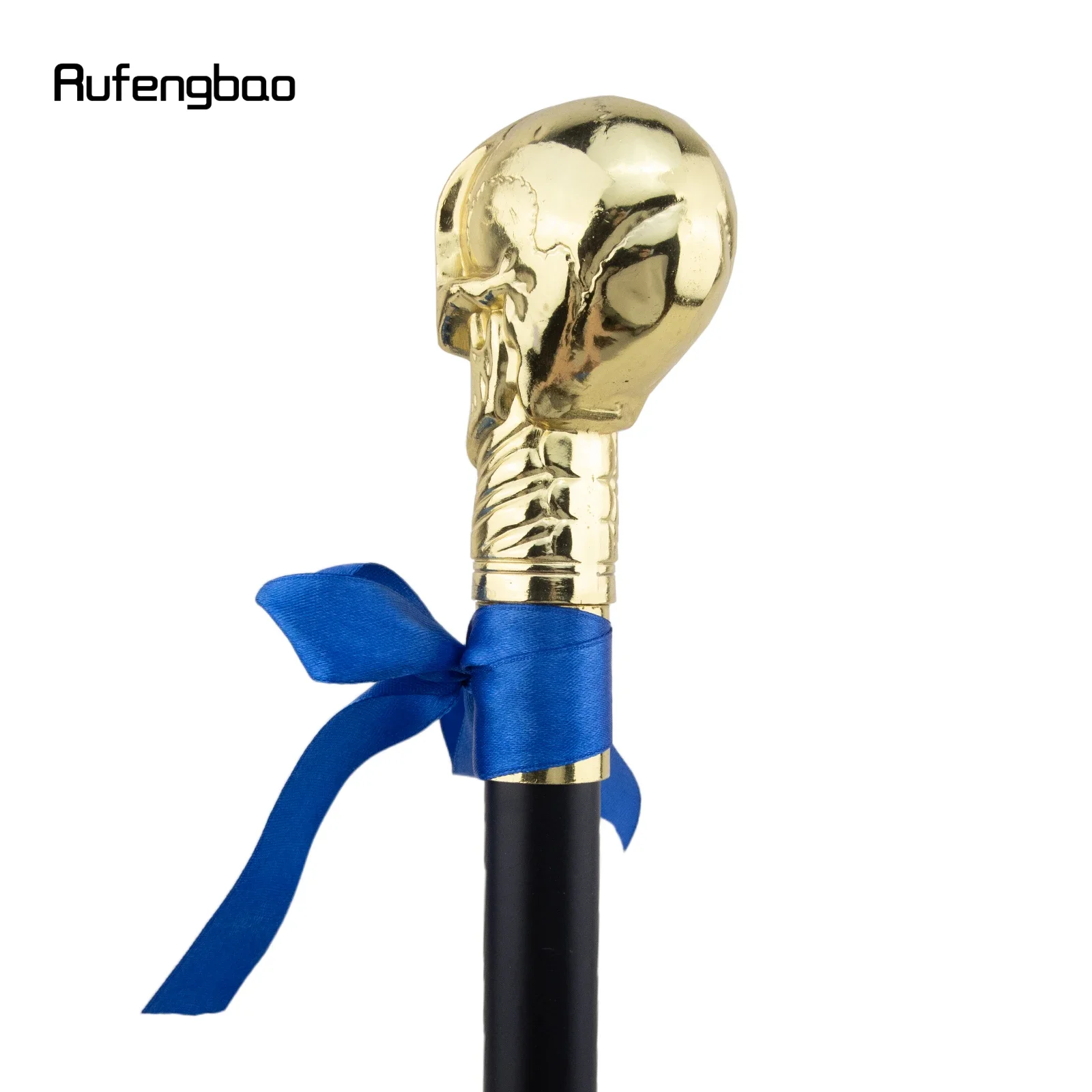 Golden Skull Head with Bow Tie Gentleman Walking Cane Fashion Walking Stick Gentleman Crosier Knob Walking Stick 93cm