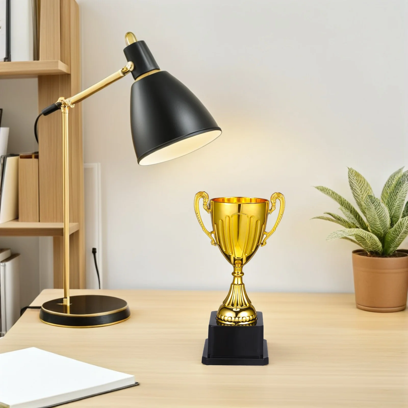 

2Pcs Mini Gold Trophy Compact Plastic Stable Base for Student Awards Employee Recognition School Competition Prize