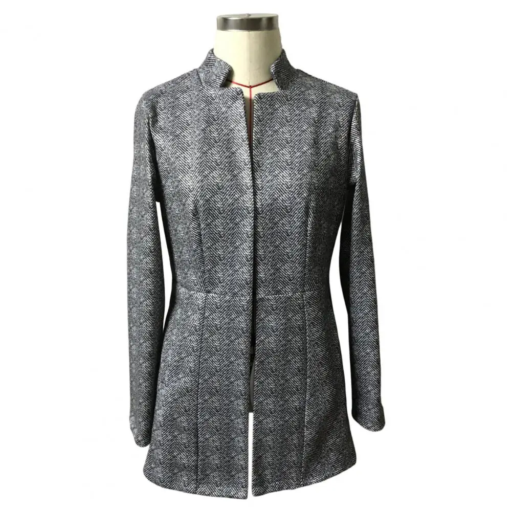 Office Ladies Blazer  Slant Pockets   Blazer Jacket Women Open Front Blazer Coat