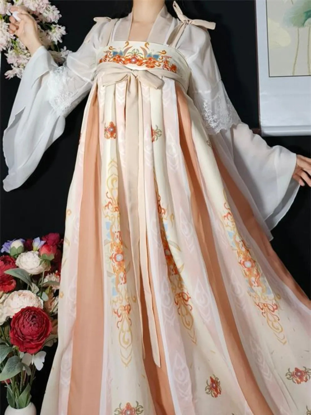 

Комплект Hanfu династии Тан - женский костюм Ruqun Han Elements в этническом древнем стиле, элегантный традиционный китайский наряд