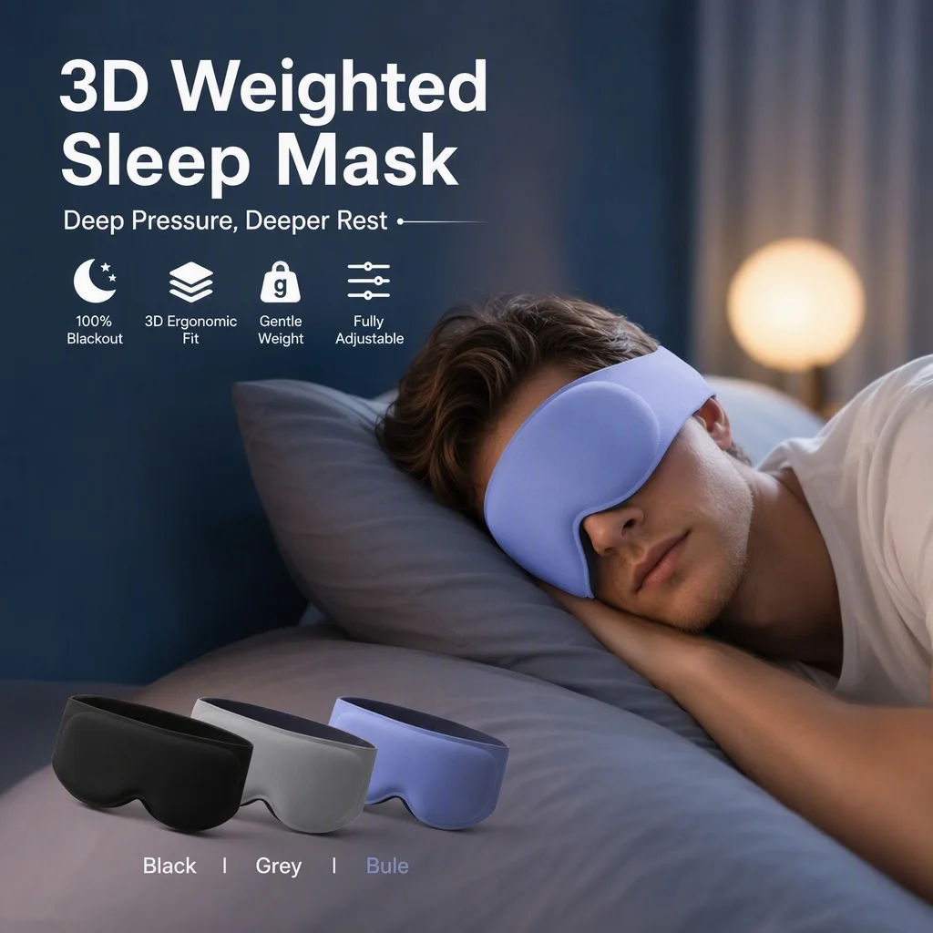 Weighted 3D Contoured Sleep Mask,100% Light Blocking Eyeshade,Soft Gravity Eye Mask for Sleep Relieve Eye Fatigue Travel Rest