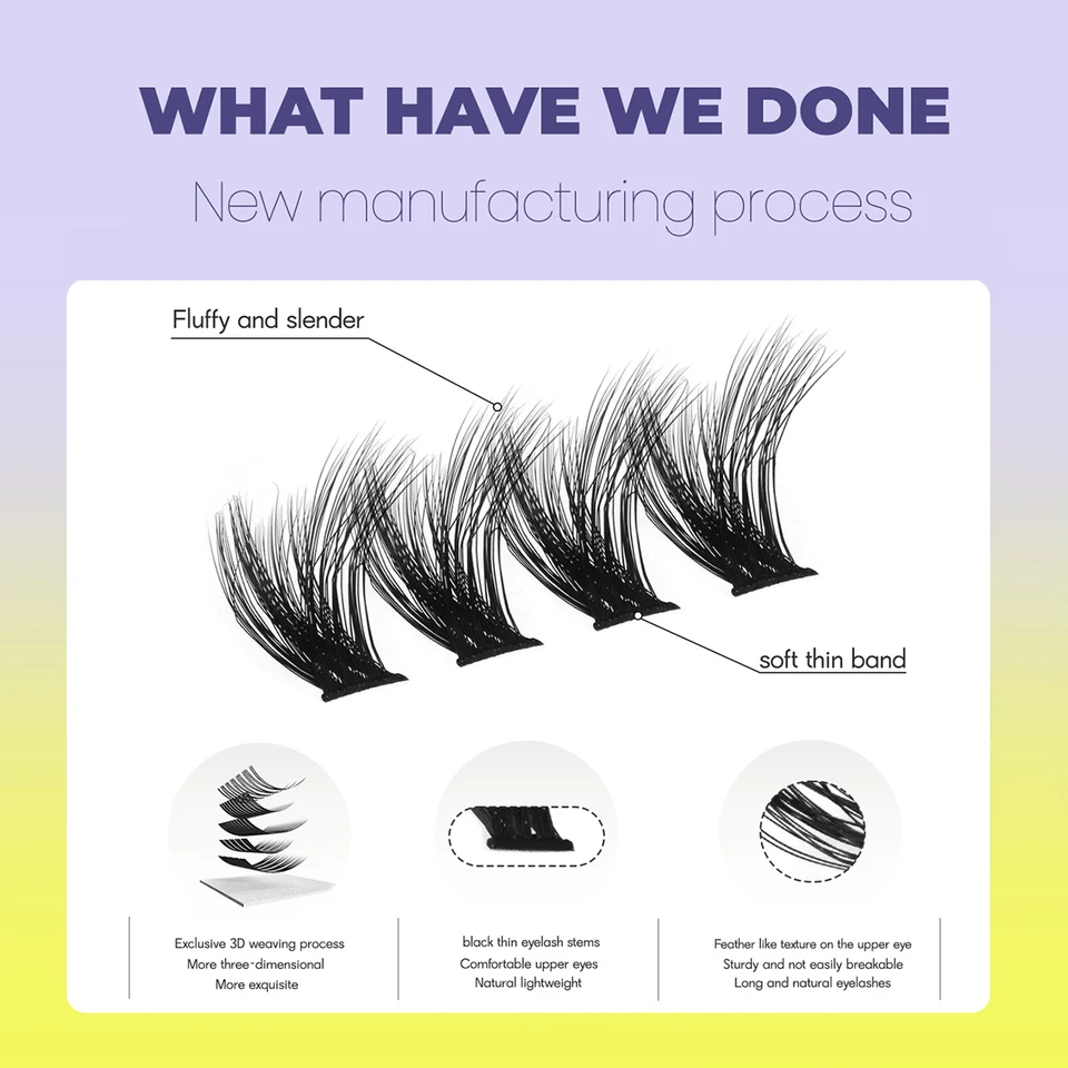 GROINNEYA Racimos de Pestañas Ojos de Gato Delicadas Individuales Extensiones Volumen Esponjosas DIY Maquillaje 4