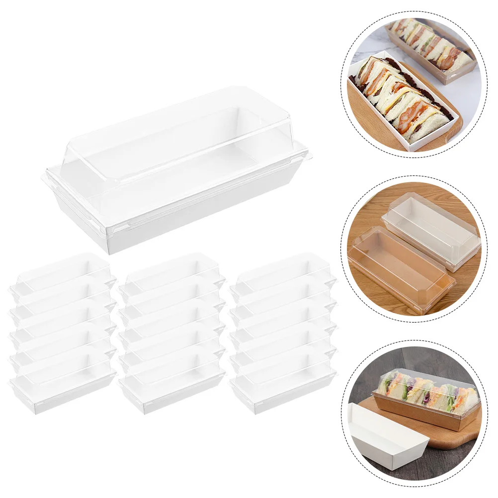 

50pcs Cake Boxes Disposable Sandwich Box Cupcakes Bread Container Cookie Boxes Plastic Roll Cake Packaging Desserts Pastries