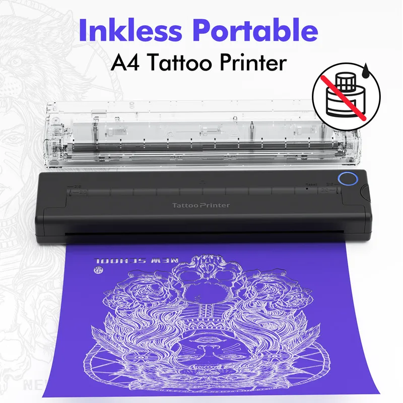 Portable Wireless Thermal Tattoo Stencil Printer Inkless A46 Tattoo Printer Compatible with Android and iOS Phone/Tablet&PC