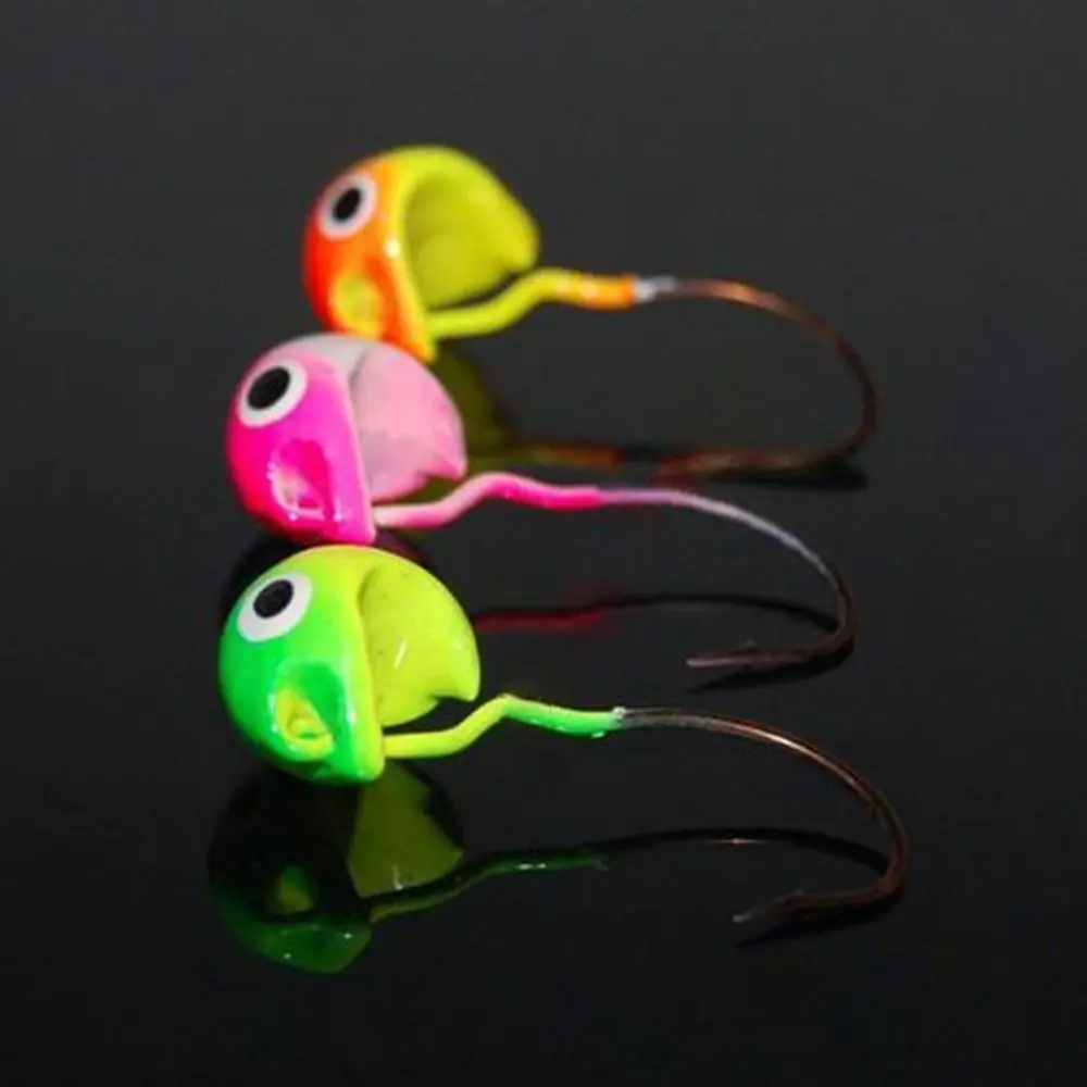 10g Weight Fishing Jig Head Hook 5Pcs Set With Eyes Round Inverted Jigging Hook Colored Design Soft Worm Grub Hook