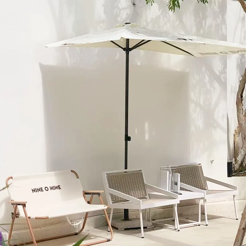 

height of the parasol can be adjusted. Half ofoutdoor courtyard is against wall. Unilateral umbrella
