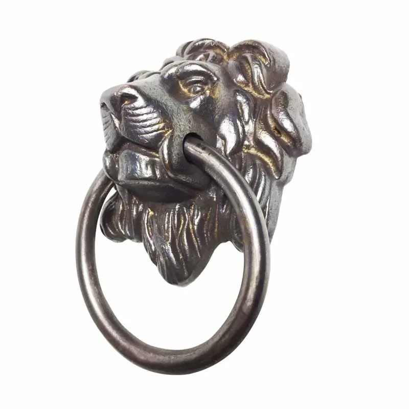 Vintage Lion Head Door Knocker European Style Brass Front Door Wooden Knockers Door handle Fittings with Screws Accesorios