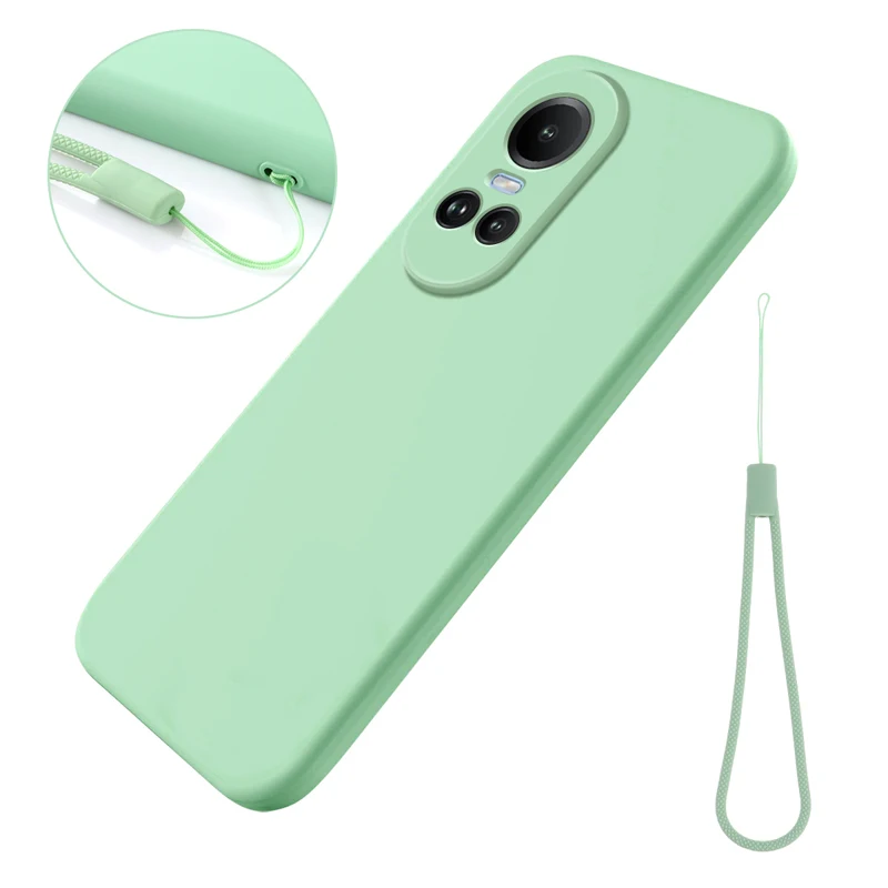 

For OPPO Reno 10 Pro Case Soft Premium Liquid Silicone Case with Flocking inside Cover for OPPO Reno10 with Strap