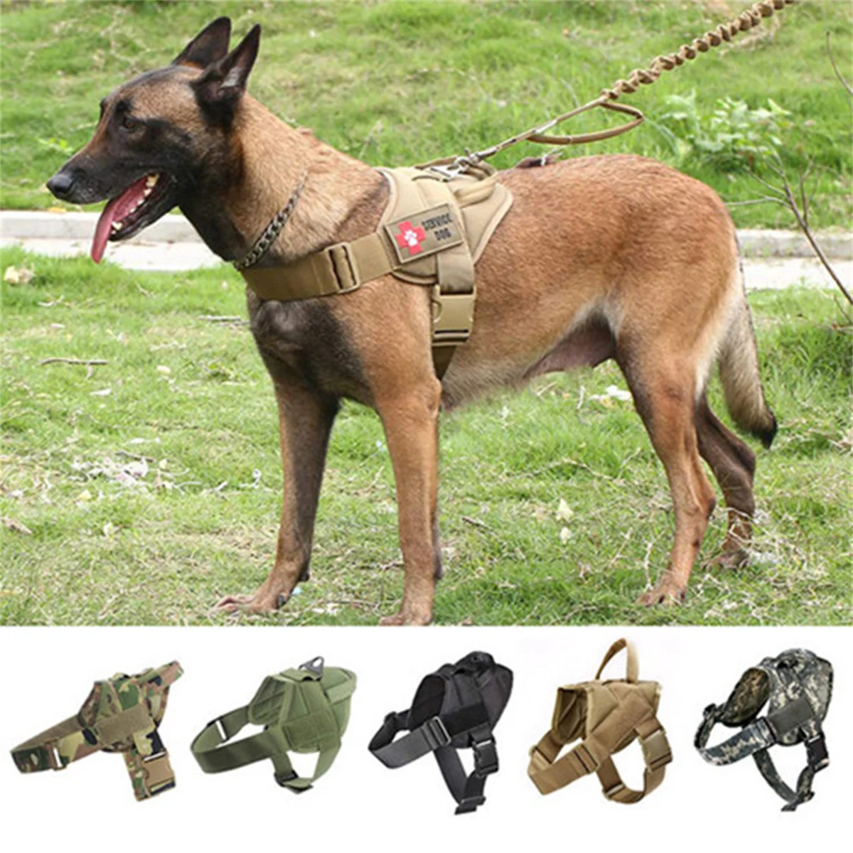 Dog Harness Vests for Medium Large Pets Chest Strap Adjustable Military Tactical Dogs Harness Labrador Bulldog Training Supplies