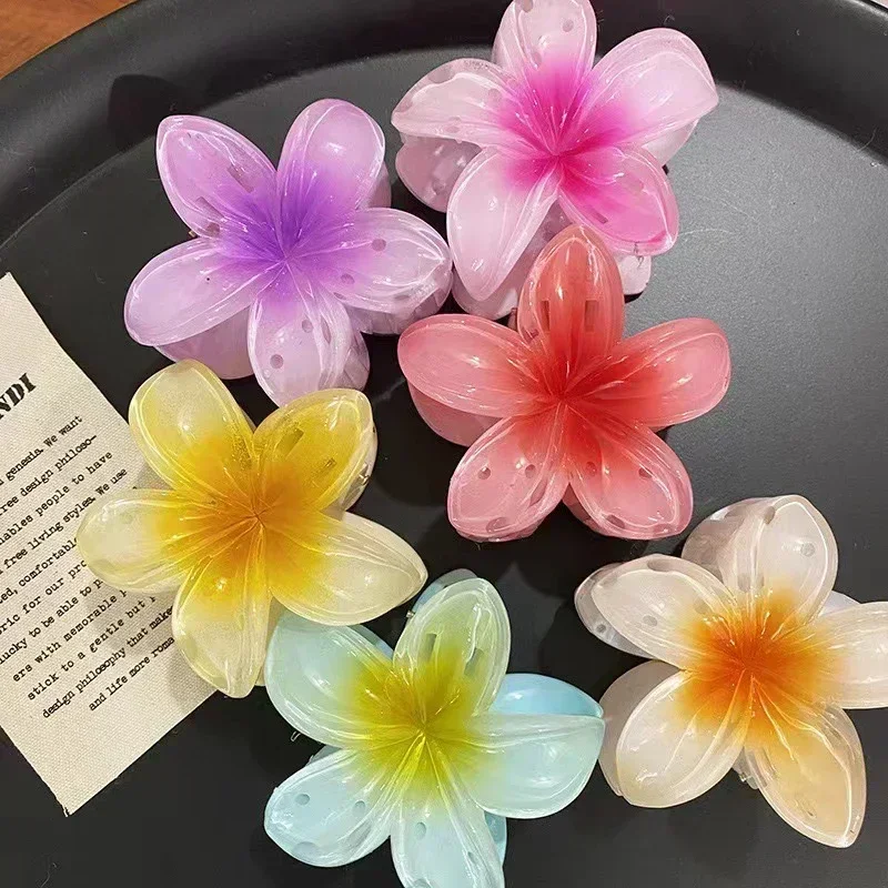 3pcs New 4/8cm Gradient Flower Hair Accessories Set Beach Style Hairpins Flower Claw Clips Summer Flower Hairpins Hawaiian Style