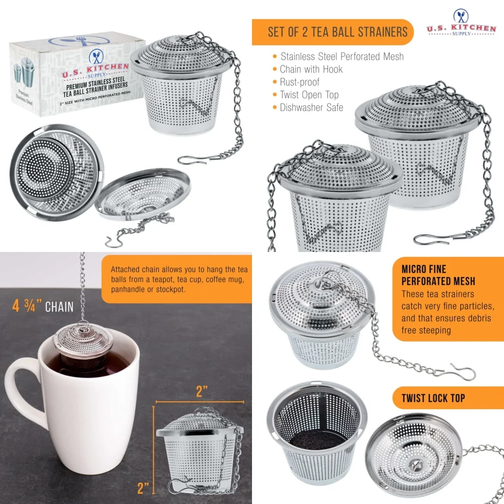 

Stainless Steel Tea Infuser Ball Mesh Strainer Reusable Loose Leaf Tea Filter for Kitchen and Home Use Fine Mesh Tea Maker Tool