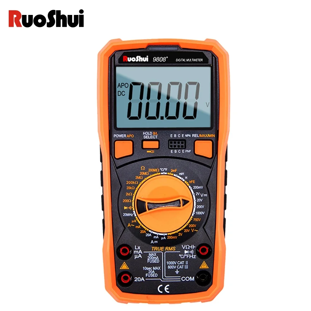 RuoShui 9808+ Digital Multimeter Inductance 20H High Precision 2000uF Capacimeter 20MHz Frequency Temperature Measuring With LCR