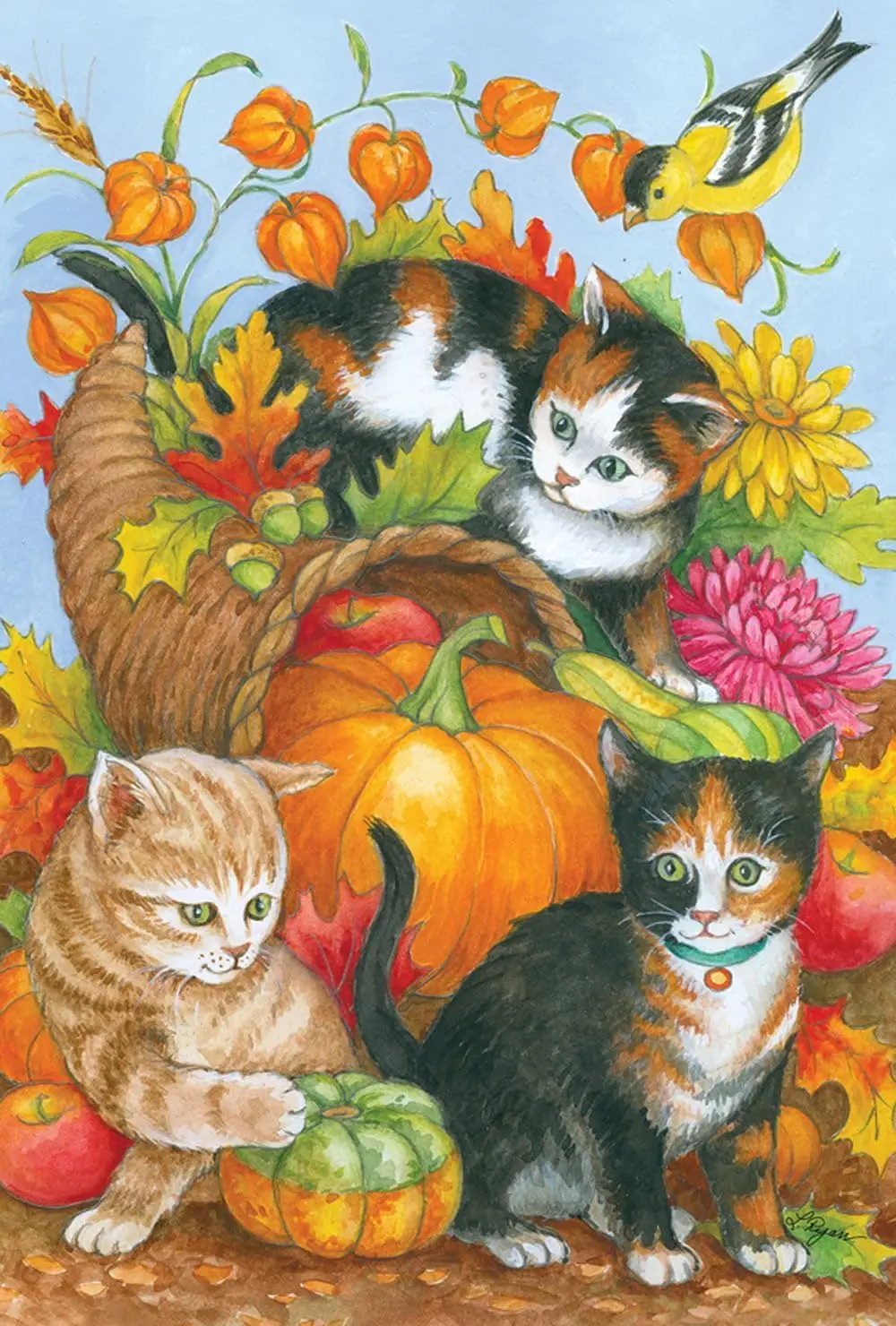 Toland Home Garden 1110481 Kitten Cornucopia Fall Garden Flag 12x18 Inch Double Sided for Outdoor House Yard Decoration