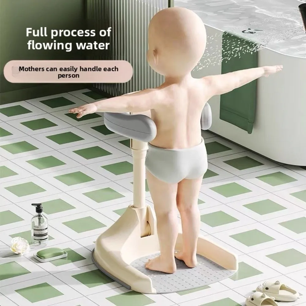 support-de-douche-pour-bebe-trous-de-drainage-conception-d'accoudoir-organisateur-de-baignoire-securise-organisateur-de-bain-antiderapant-base-antiderapante-siege-de-lavage