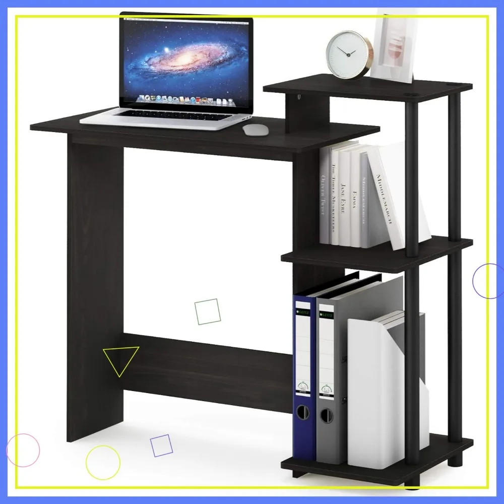 Efficient Gaming Desk with 3 Open Side Shelves, Laptop Computer Desk for Home Office, Study Room, Dorm