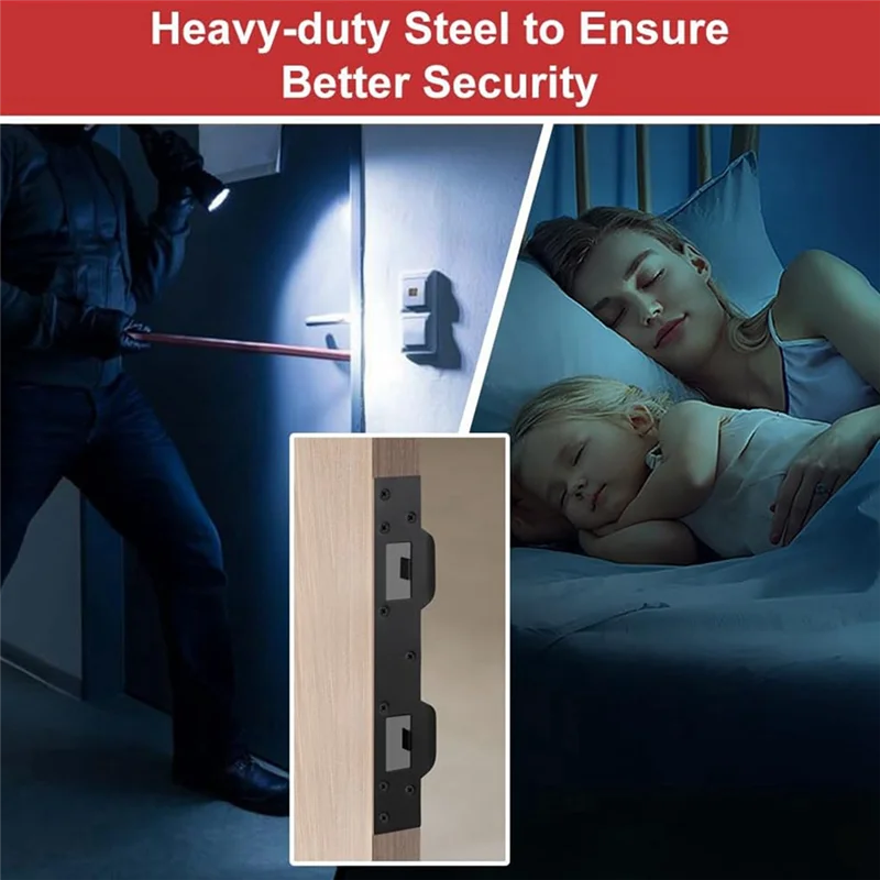 

Y19A Door Strike Plate Double Holes, Heavy-Duty Latch Reinforcement Plate For Door Handle And Deadbolt (2Pcs, Black) Easy Instal