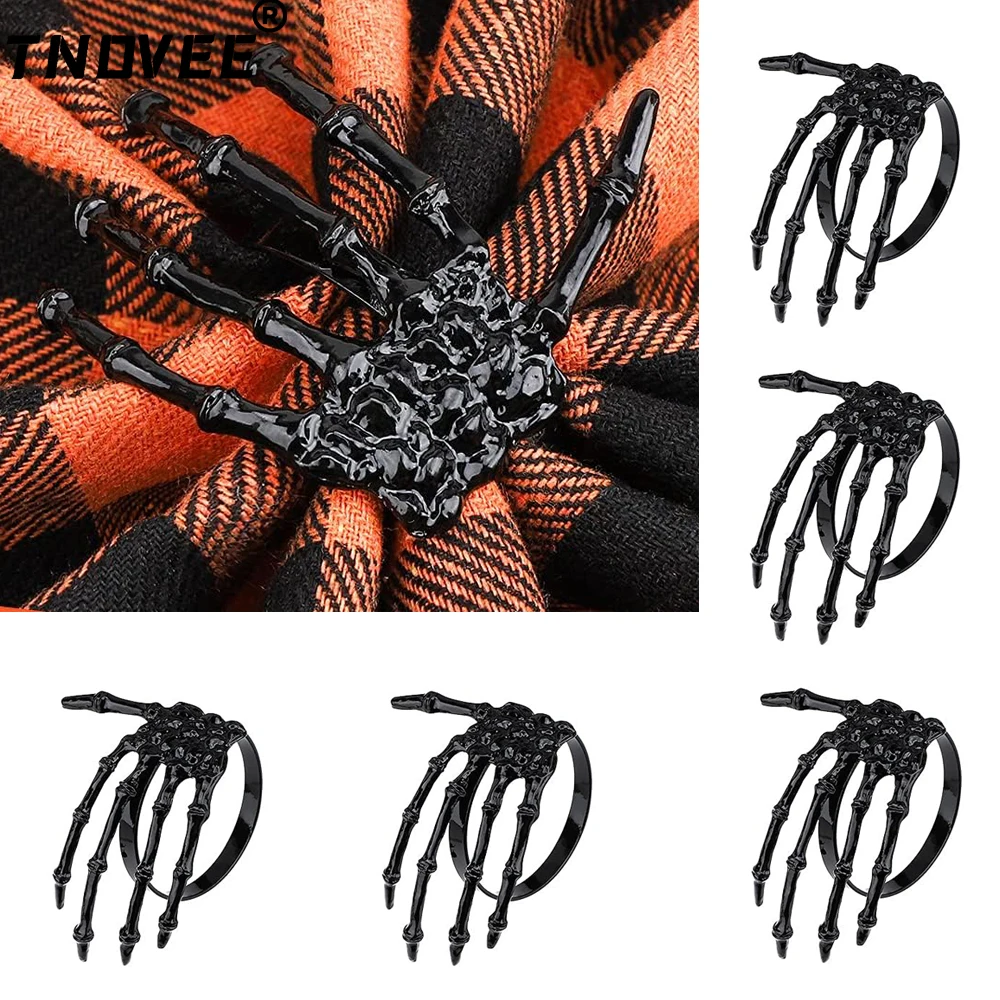 20Pcs Black Skeleton Claw Napkin Rings Halloween Napkin Rings Holders for Halloween Party Dinner Table Dinning Decor ERH27