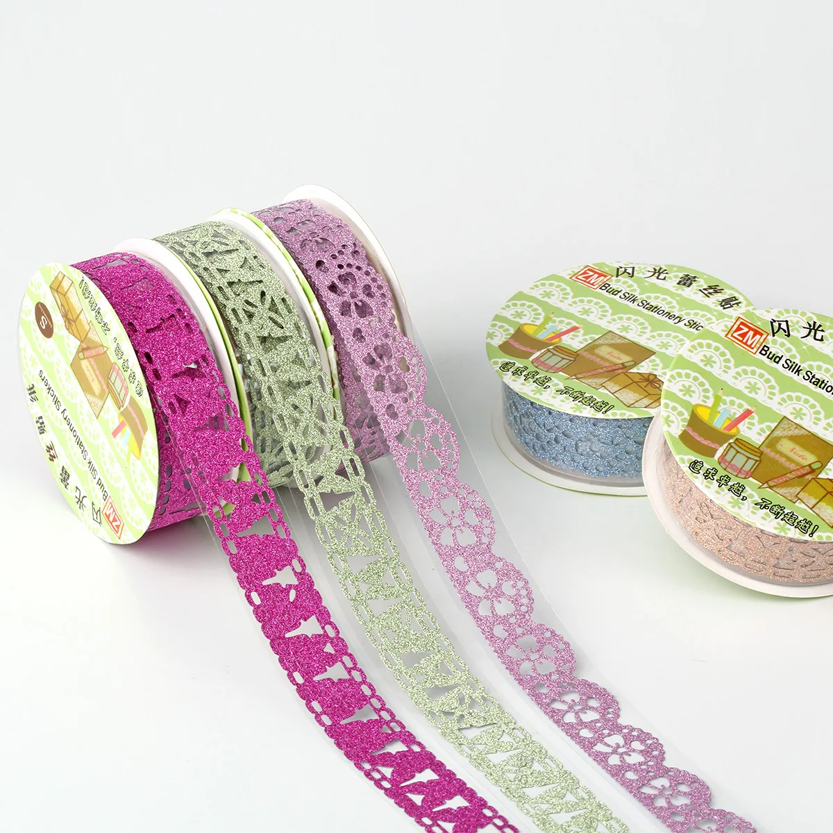 

240Pcs Colorful Creative Lace Tapes Patterns Children DIY Decorative Adhesive Masking Tape Home Office Supplies Decor Craft Roll