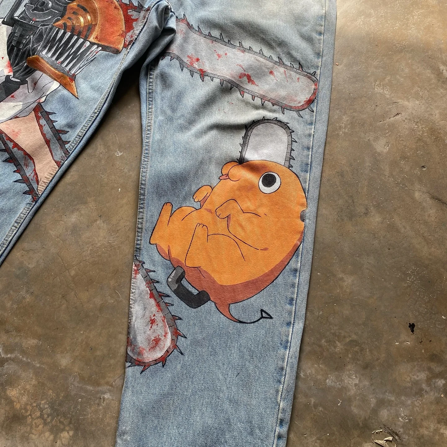 جديد الطباعة الرقمية أنيمي الجينز الرياضة الشارع الشهير Y2K الدنيم رجل الجينز نمط الأزواج عالية الخصر Harajuku واسعة بنطلون السراويل