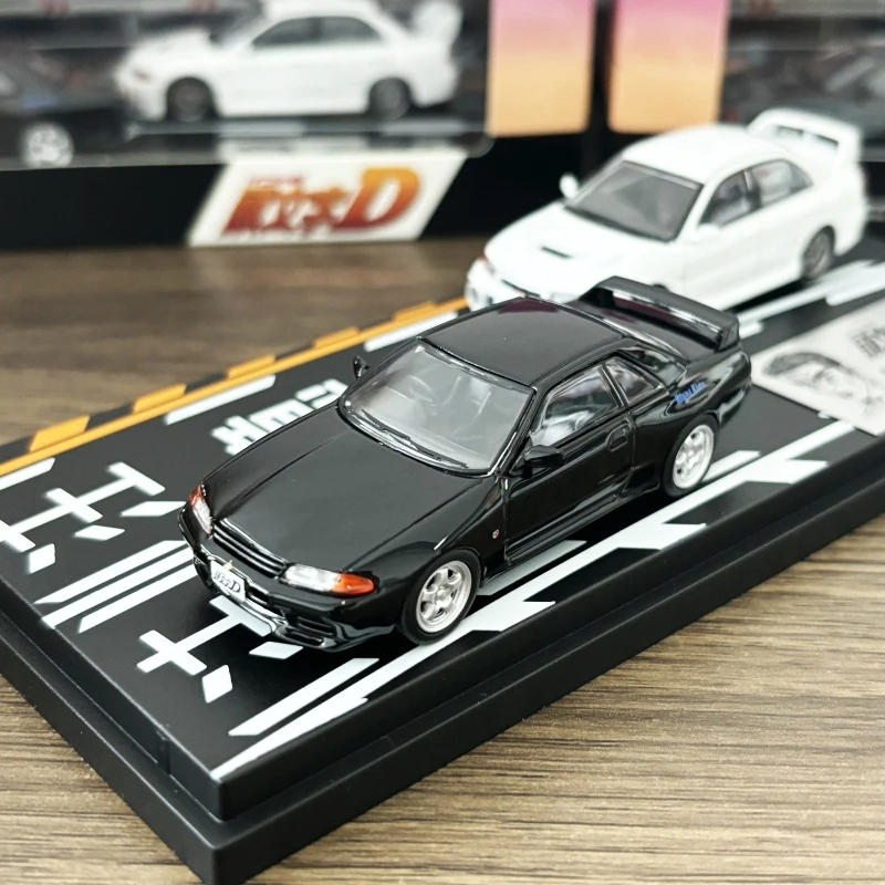 Stocks Hi-Story Modeler 1/64 Initial D Black GTR R32 And White CN9A IV Diecast Double Car Set Scale Model Collection