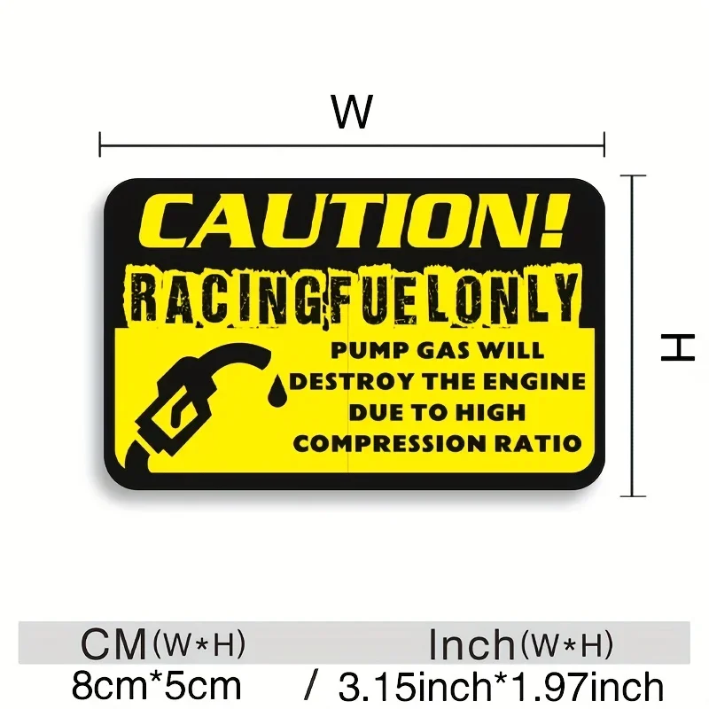 "Caution! Racing Fuel Only" Car Sticker, Performance Auto Decal for Racing Enthusiasts