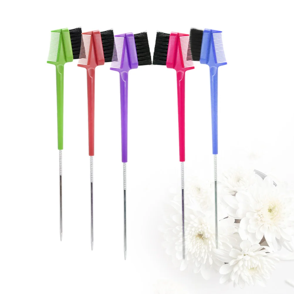 5 uds cepillos para cejas peines para cejas cepillos de maquillaje duraderos ABS PP acero salón uso doméstico mango suave herramientas de tinte para el cabello de doble uso