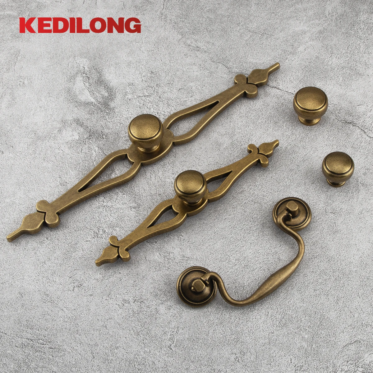 KEDLO Furniture Hardware American Style Rework Bronze Handle Kitchen Cabinet Knob Drawer Wardrobe Zinc Alloy Handle