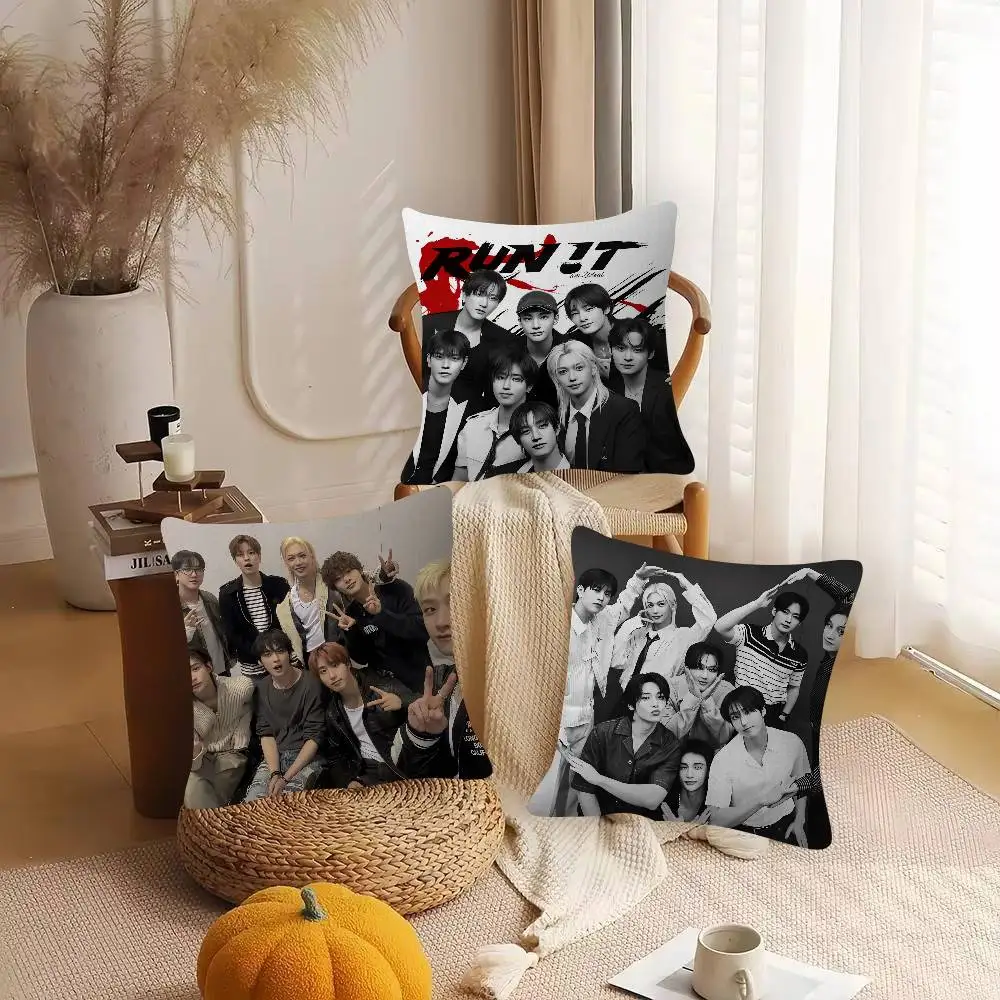 KPOP Stray Kids Cute Cartoon Two-dimensional Pillowcase Bedroom Sofa Cushion Cover Nap Pillow Cover