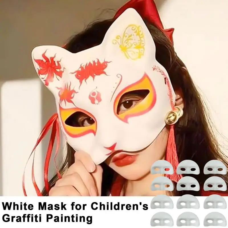 Paintable White Masque 12Pcs Masquerade Face Packs Blank Graffiti Masque Coloring Masque For Carnival Cosplay Masquerade