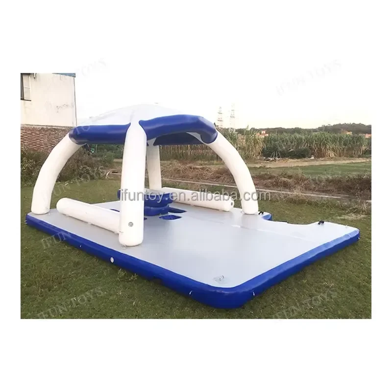 Giant Inflatable Floating Island Pool Lounge Water Amusement Equipment Air Cushion Bar For Lazy River Summer Party Fun Decor