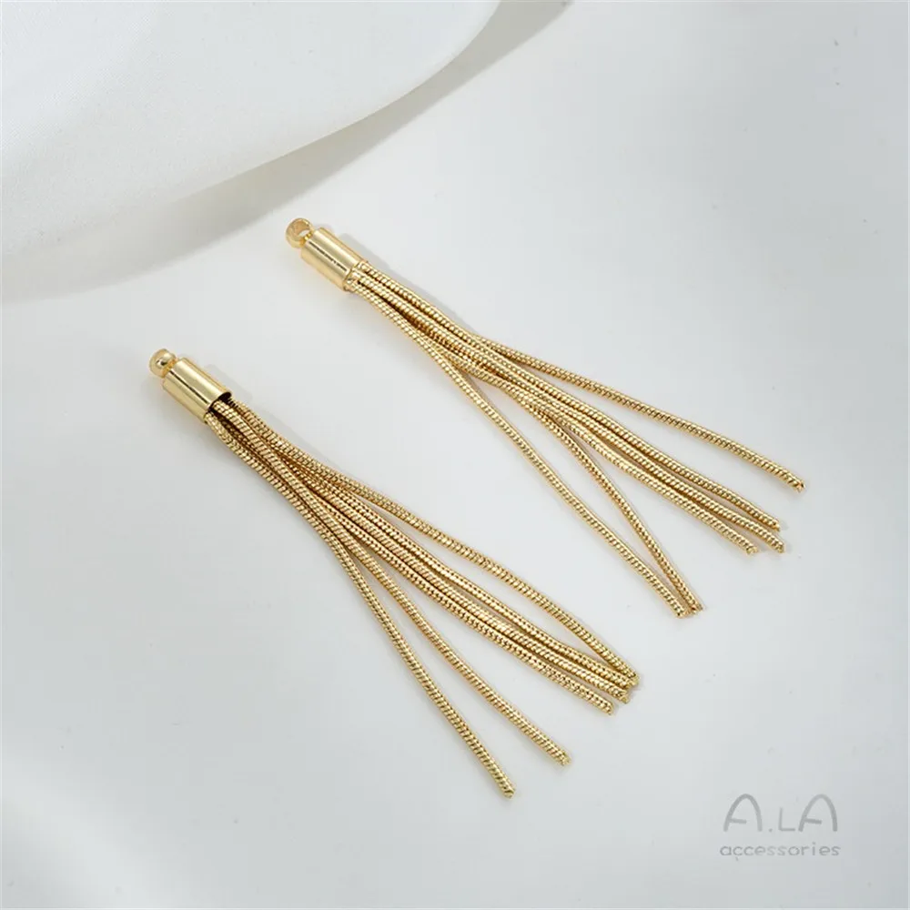

14K Copper Bag Real Gold Snake Bone Chain Tassel Pendant Handmade Diy Stud Earrings Jewelry Material Handmade Pendant Accessorie