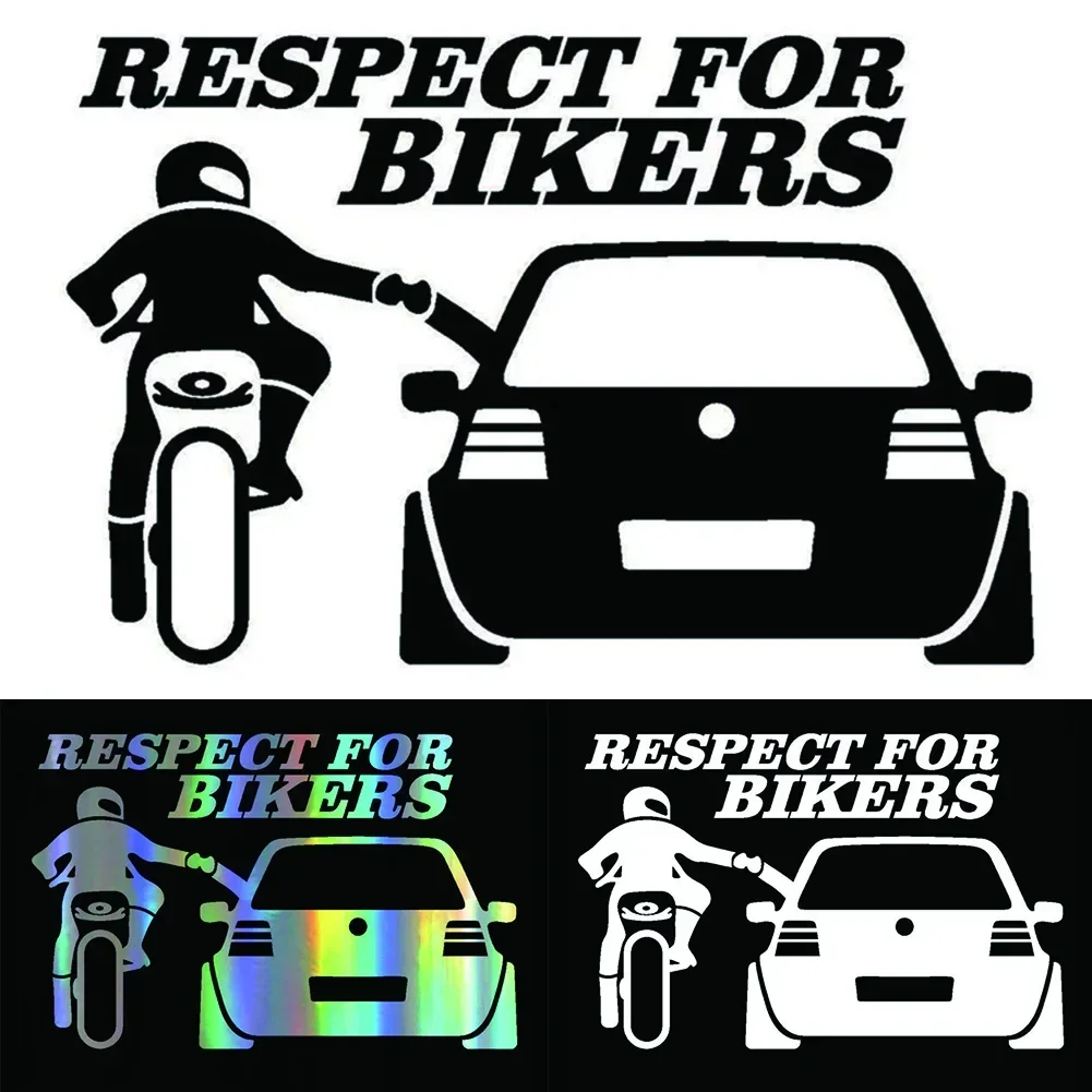

20cm x13cm Car Stickers Respect for Bikers Sticker Funny Wrap Vinyl for Auto Door Handle Decals Body Car Accessories Decoration