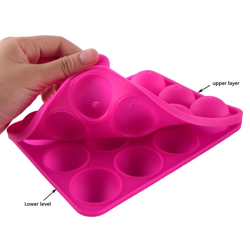 Silicone Round Lollipop Mold, DIY Cake Pop Mold, Chocolate Cookie and Candy Baking Mould, Ice Tray Stick Tool, 12 Holes