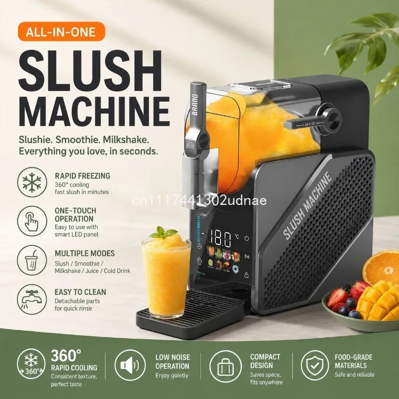 2L Household Ice Cream Maker, Automatic Cleaning Multifunctional Frozen Slush Machine for Home